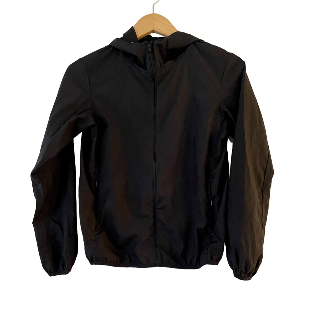 Wind Breaker Full-Zip Jacket Small Black Womens‎ Hooded Lightweight Waterproof